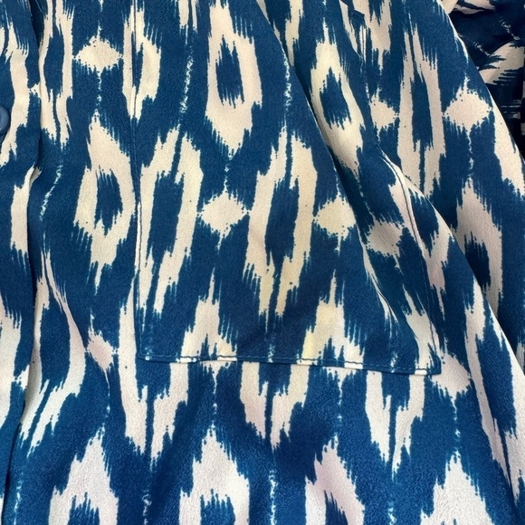 Anthropologie Maeve Ikat Belted Button Up Blue and White Dress (S) - Picture 9 of 9
